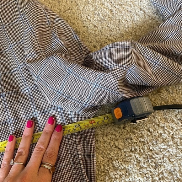 Peter Millar Men's Windowpane Plaid 100% Wool Blazer Brown Size 46T Sport Coat - Picture 9 of 10